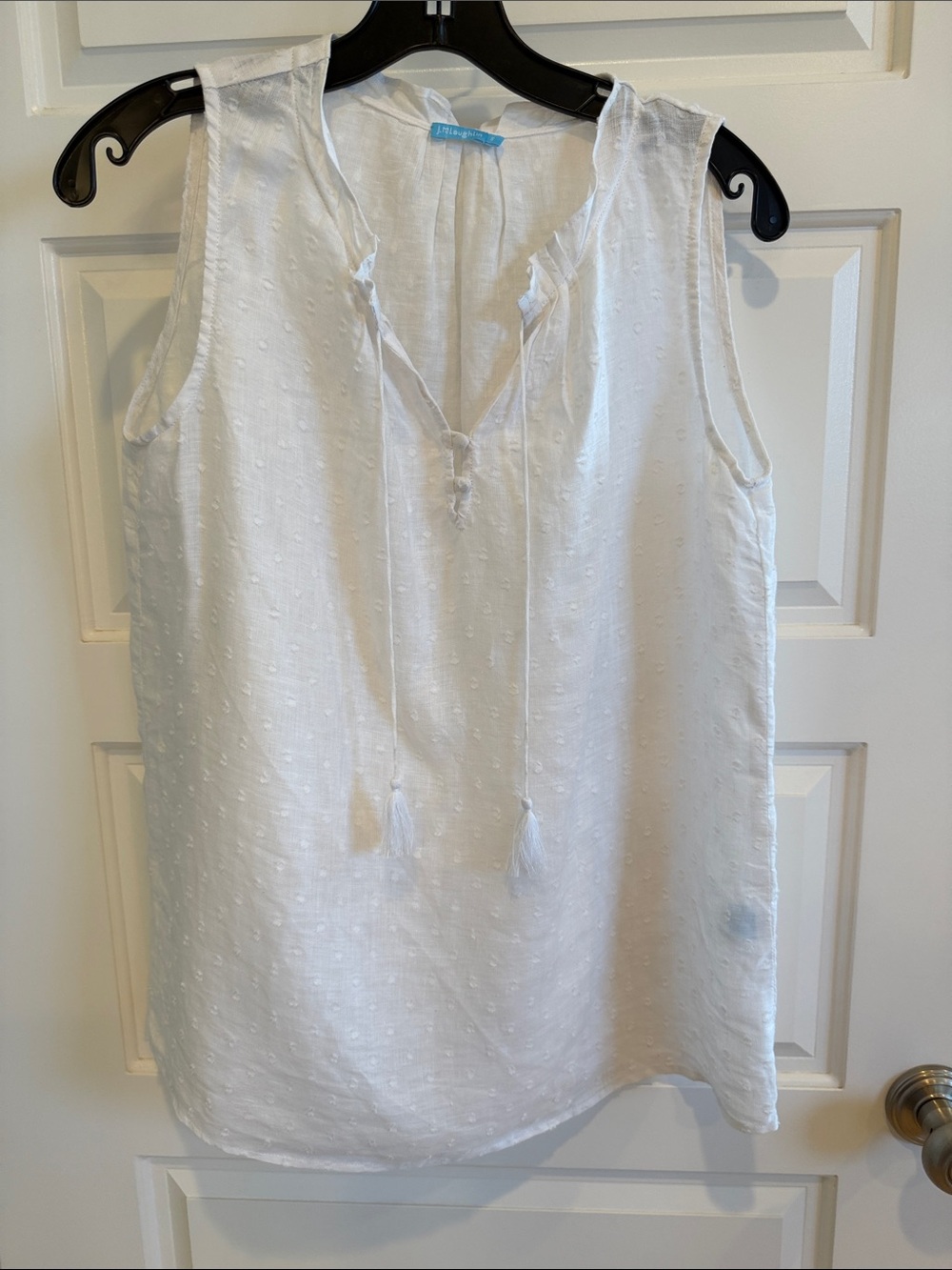 J. McLaughlin White Sleeveless Tassel Tunic